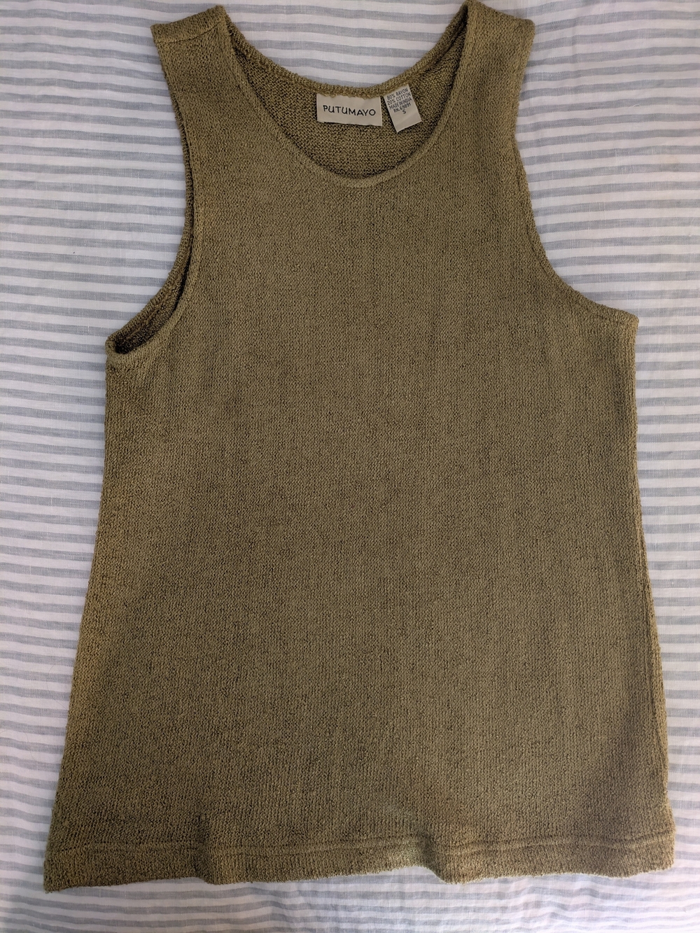 Putumayo Y2K Women's Olive Knit Sleeveless Tank